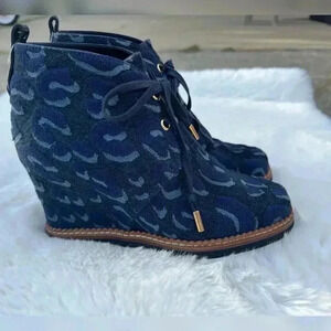 Louis Vuitton Denim Chambray Ankle Wedge Boots